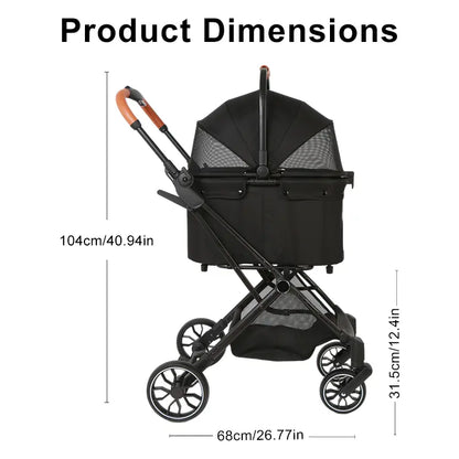 4-Wheels Pet Stroller for Dogs & Cats, Puppy Stroller, Detachable Basket, 66 Lbs Weight Capacity, Storage Basket and Pet Pad, Suitable for Small to Medium Sized Dogs, Convenient for Travel and Carrying #Summervibes