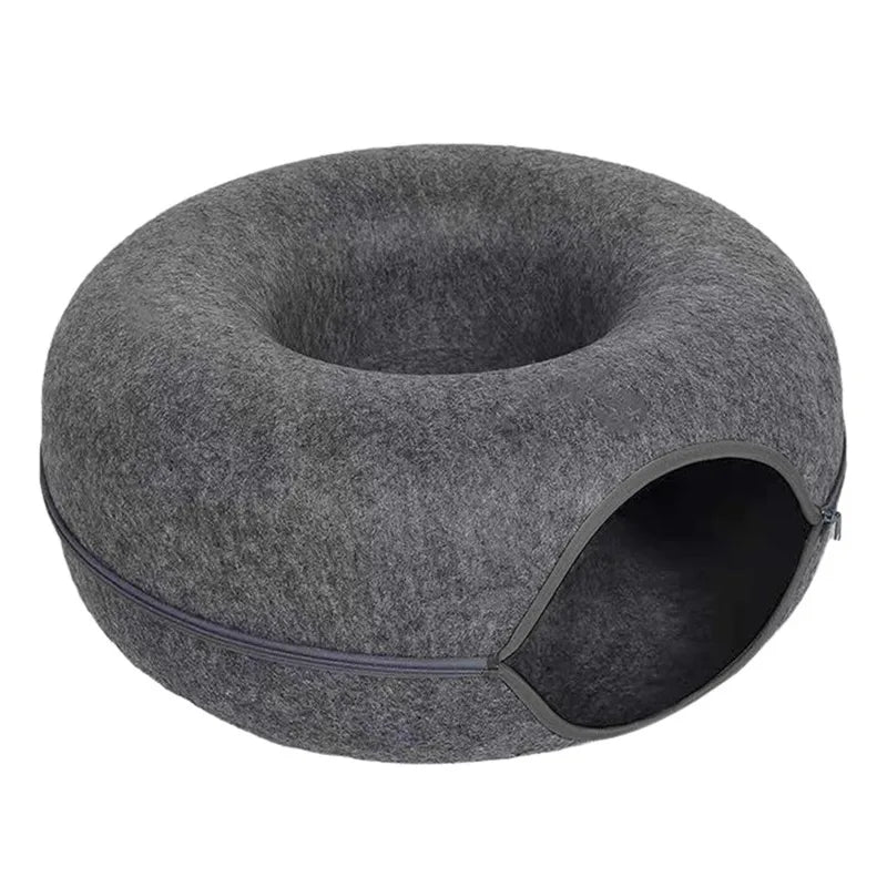 Interactive round Small Cat Tunnel Nest Felt Kittens Bed House Scratcher Cat Donut Sleeping Pet Toy for Cats