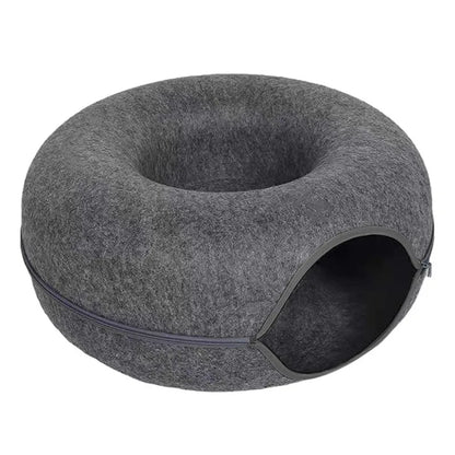 Interactive round Small Cat Tunnel Nest Felt Kittens Bed House Scratcher Cat Donut Sleeping Pet Toy for Cats