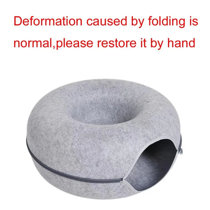 Interactive round Small Cat Tunnel Nest Felt Kittens Bed House Scratcher Cat Donut Sleeping Pet Toy for Cats