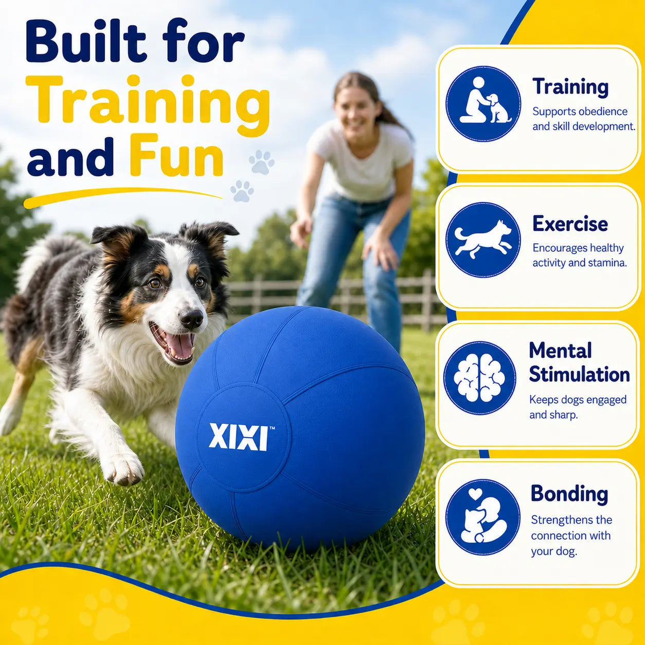 Xixipup Outdoor Interactive Herding Ball for High-Energy Dogs - Heavy-Duty Oxford Fabric, Inflatable Exercise & Training Toy, Easy to Clean, 18/22/25 in Camping Essentials