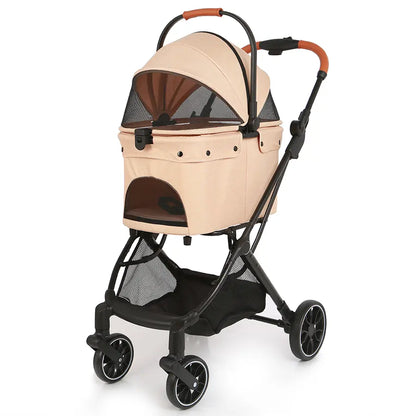 4-Wheels Pet Stroller for Dogs & Cats, Puppy Stroller, Detachable Basket, 66 Lbs Weight Capacity, Storage Basket and Pet Pad, Suitable for Small to Medium Sized Dogs, Convenient for Travel and Carrying #Summervibes