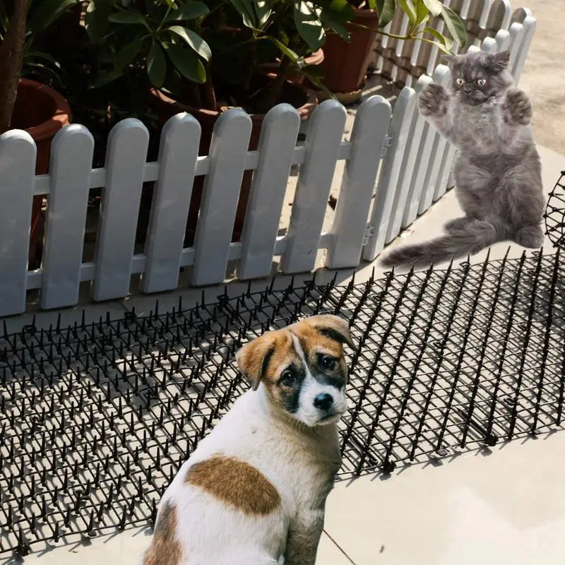 7.87Inch Cat Scat Mat with Soft Spikes, Humane Indoor/Outdoor Cat Deterrent Mat for Garden, Countertops & Furniture, 78.7" X 7.87" Plastic Repellent Strip