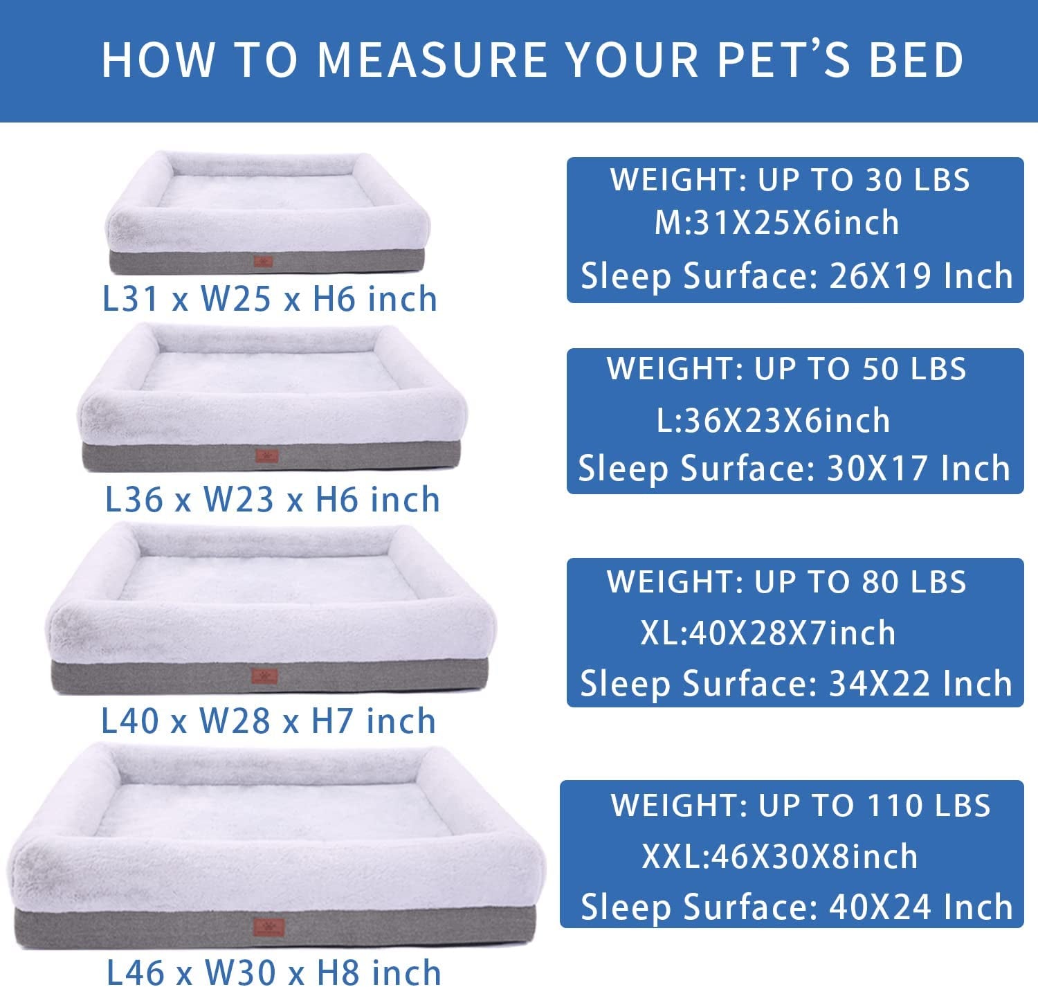 Orthopedic Dog Bed for Extra Large Dogs, Bolster Sides Dogs Sofa Bed with Removable Washable Cover & Non-Skid Bottom, Soft Pet Bed with Egg Foam Dog Couch for Sleeping, 46 X 30 Inch, Gray