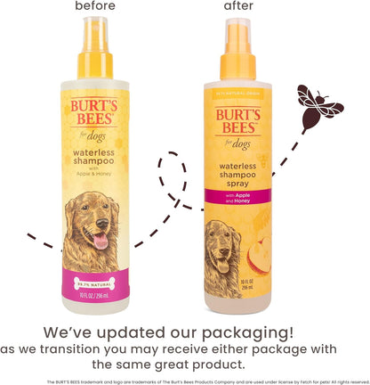 Burts Bees for Pets Waterless Shampoo Spray, with Apple & Honey, 10 Fl Oz | No-Rinse Waterless Formula, Ph Balanced, Ideal for Quick Touch-Ups between Full Baths, No Sulfates Parabens or Phthalates