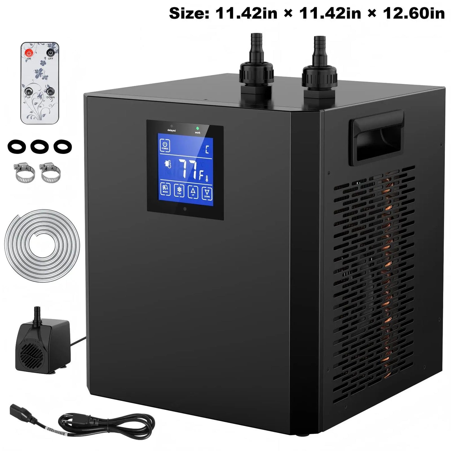 Brearo 1/3HP Aquarium Water Chiller for 75 Gal (300L) Fish Tanks, Quiet Compressor Refrigeration, Automatic Cooling for Hydroponic Systems, Axolotls, Jellyfish, Coral, Crystal Shrimp