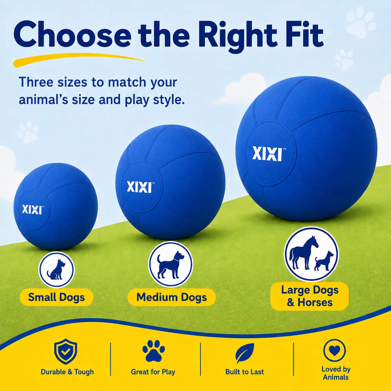 Xixipup Outdoor Interactive Herding Ball for High-Energy Dogs - Heavy-Duty Oxford Fabric, Inflatable Exercise & Training Toy, Easy to Clean, 18/22/25 in Camping Essentials