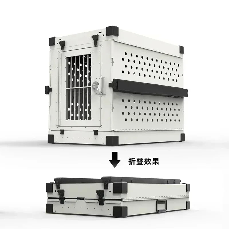 Heavy Duty Fully Collapsible Dog Crate Aluminium Alloy Medium and Large Dog Crate Folding Pet Car Crate Camping Travel IATA