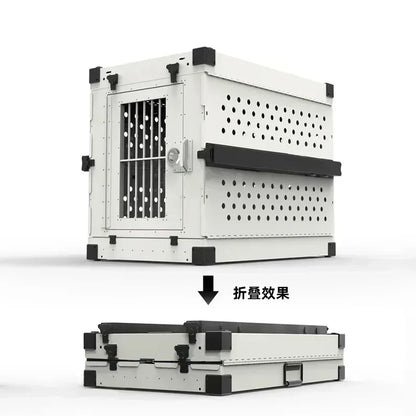 Heavy Duty Fully Collapsible Dog Crate Aluminium Alloy Medium and Large Dog Crate Folding Pet Car Crate Camping Travel IATA