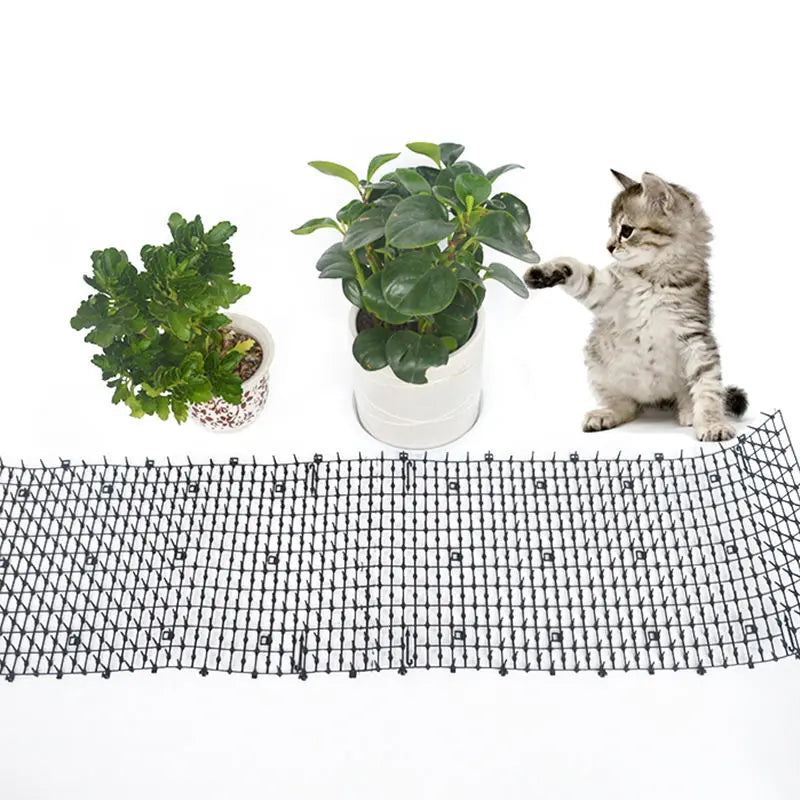 7.87Inch Cat Scat Mat with Soft Spikes, Humane Indoor/Outdoor Cat Deterrent Mat for Garden, Countertops & Furniture, 78.7" X 7.87" Plastic Repellent Strip
