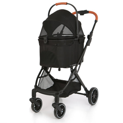 4-Wheels Pet Stroller for Dogs & Cats, Puppy Stroller, Detachable Basket, 66 Lbs Weight Capacity, Storage Basket and Pet Pad, Suitable for Small to Medium Sized Dogs, Convenient for Travel and Carrying #Summervibes