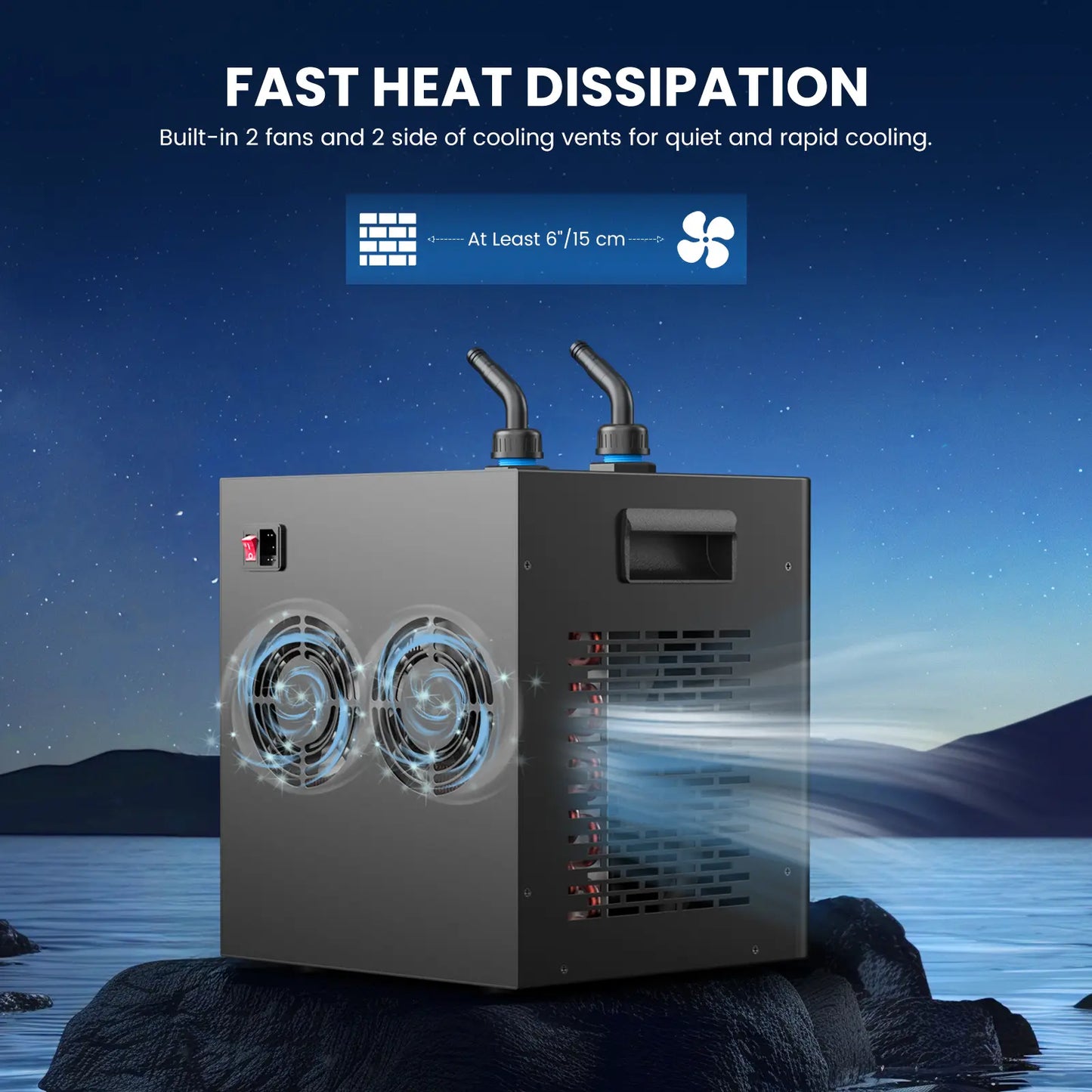 Brearo 1/3HP Aquarium Water Chiller for 75 Gal (300L) Fish Tanks, Quiet Compressor Refrigeration, Automatic Cooling for Hydroponic Systems, Axolotls, Jellyfish, Coral, Crystal Shrimp