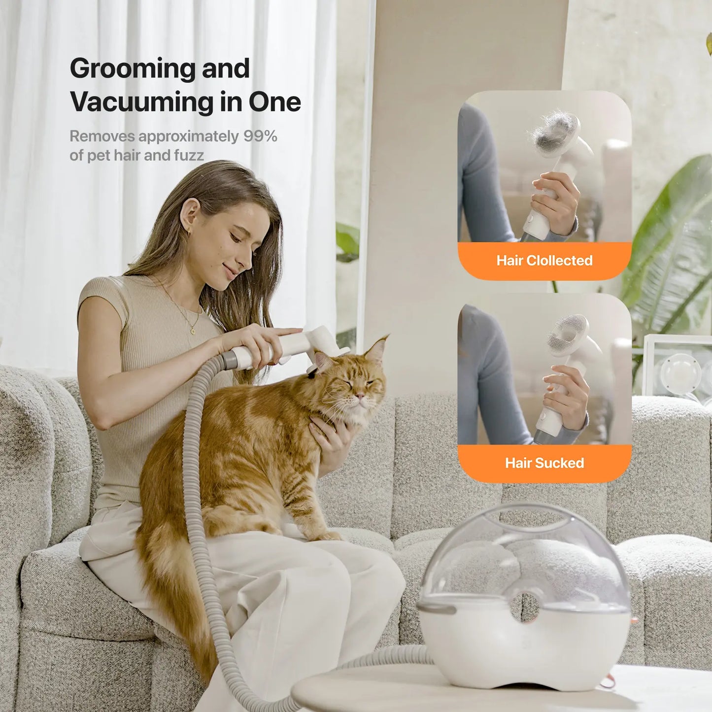 Neakasa S1 Lite 5-In-1 Multi-Functional Pet Groomer Tools for Dogs and Cats, Pet Hair Removal & Cleaning System, Clean