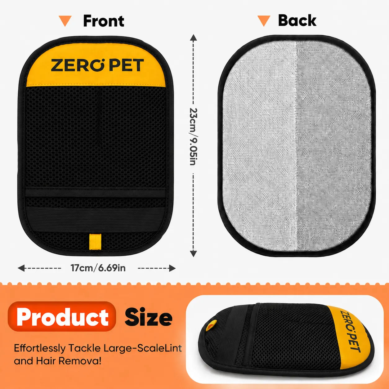 Pet Hair Remover Mitt, Electrostatic Static Pet Hair Removal Gloves, Reusable Washable Dog & Cat Fur Cleaner for Couch, Furniture, Carpet, Car Seats & Bedding