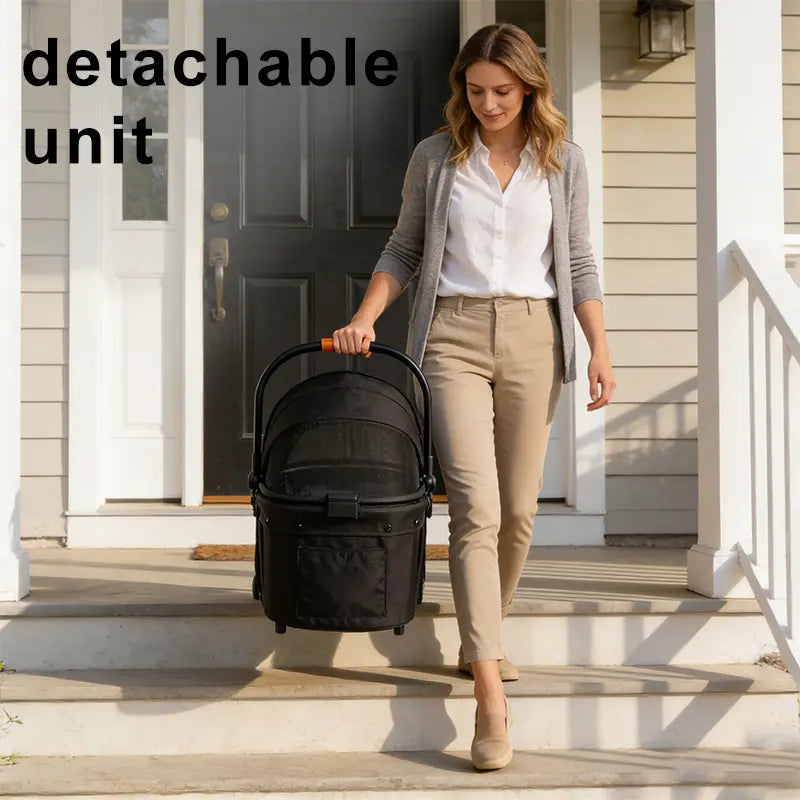4-Wheels Pet Stroller for Dogs & Cats, Puppy Stroller, Detachable Basket, 66 Lbs Weight Capacity, Storage Basket and Pet Pad, Suitable for Small to Medium Sized Dogs, Convenient for Travel and Carrying #Summervibes