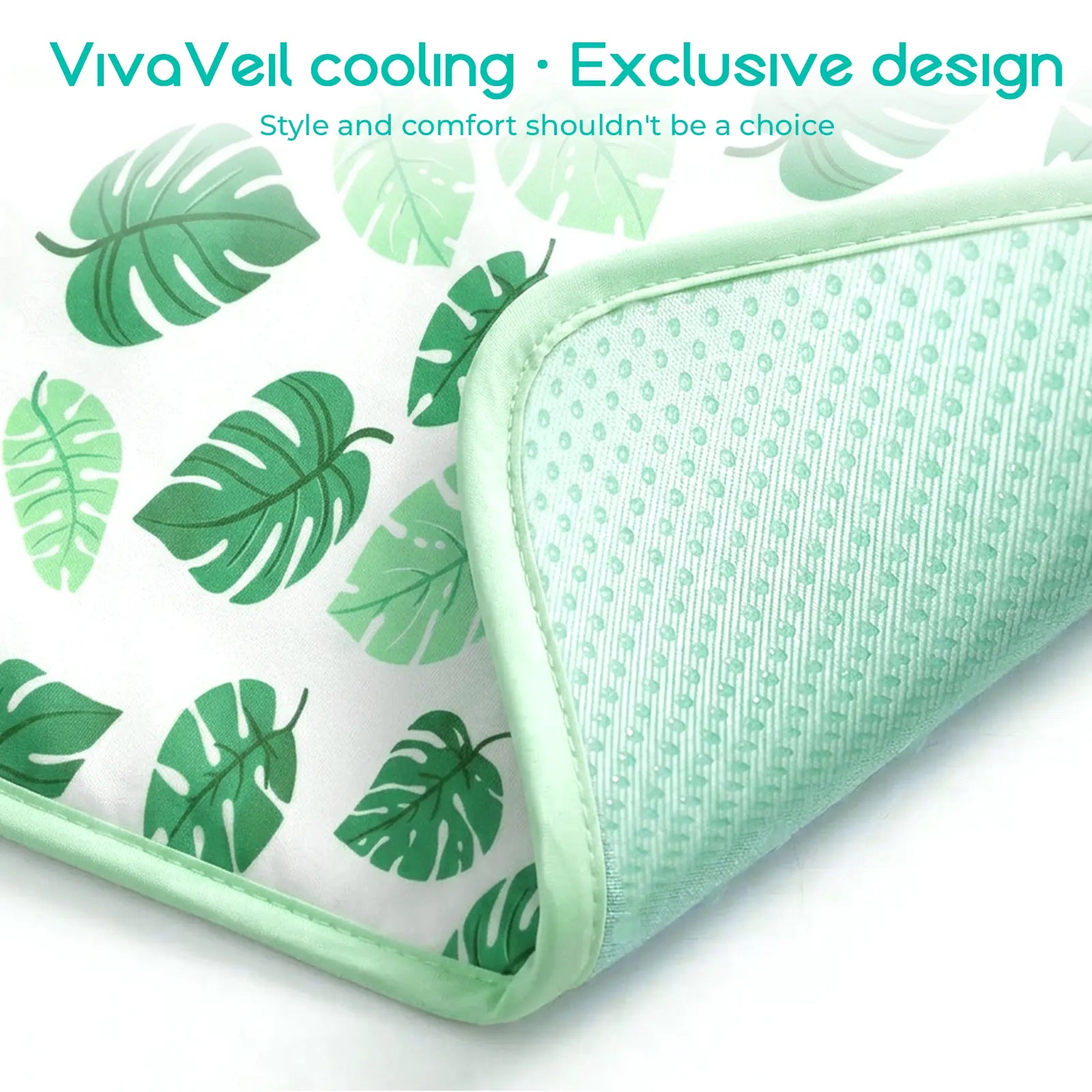 Dog Cooling Mat for Dogs & Cats, Soft Breathable Cooling Pad for Dog Bed, 23"X18" Self Cooling Crate Mat for Dogs, No Gel Washable Non-Slip Pet Cooling Mat Indoor Outdoor, Leaf