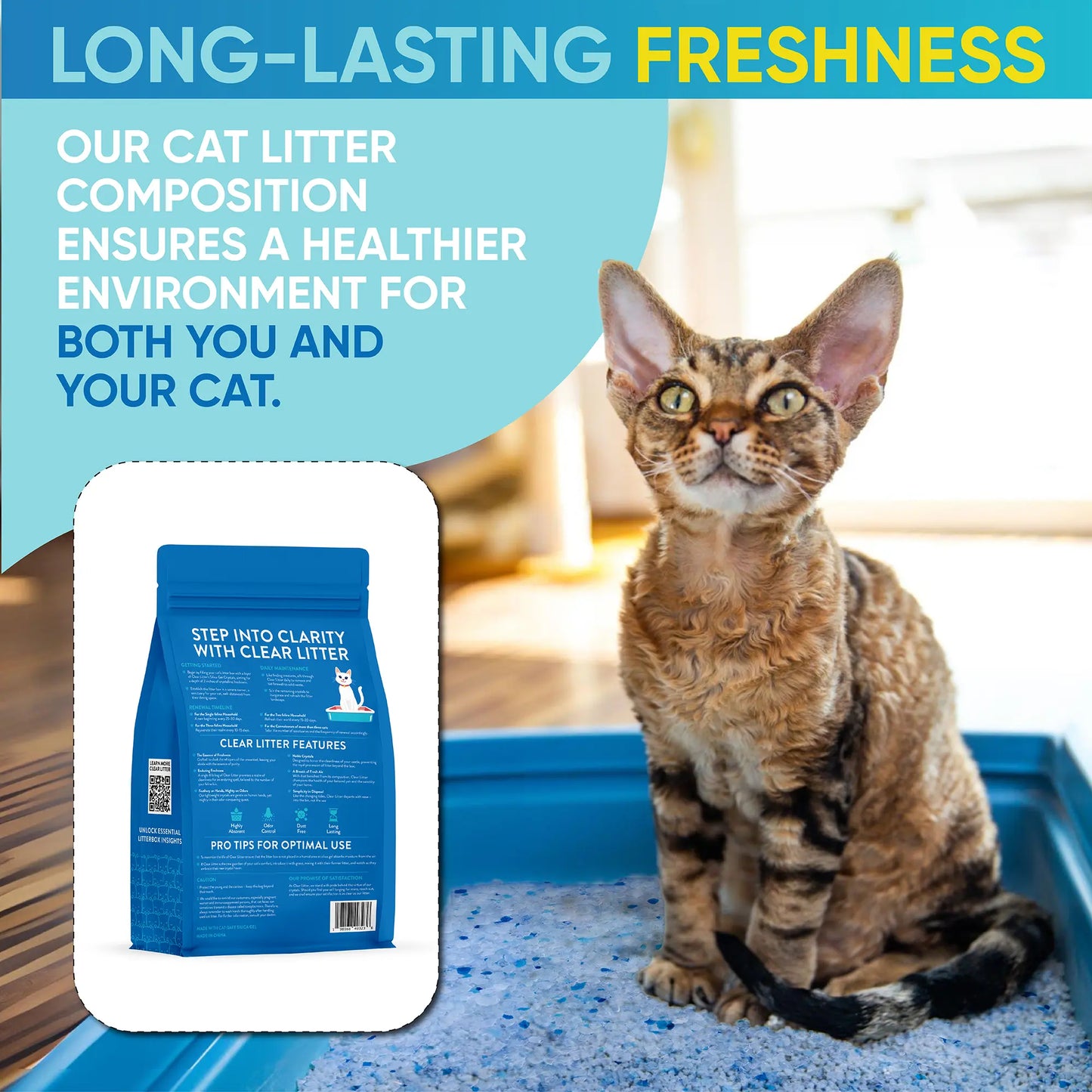 Fresh Scent Crystal Cat Litter — Non-Clumping Silica Gel, 8 Lb