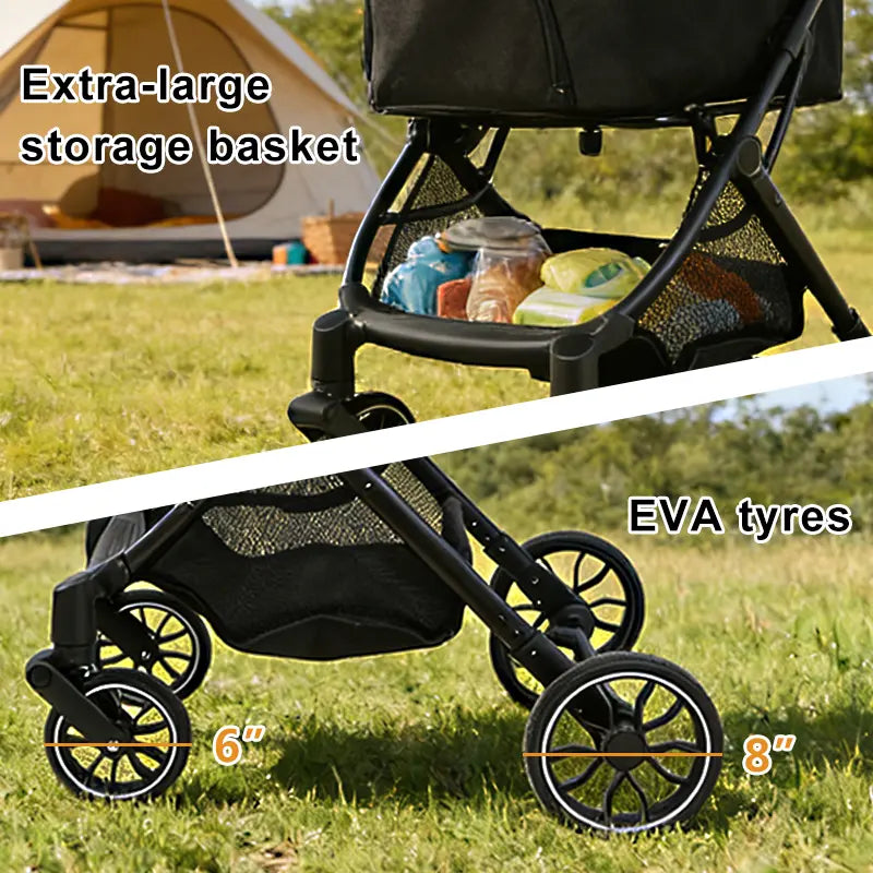 4-Wheels Pet Stroller for Dogs & Cats, Puppy Stroller, Detachable Basket, 66 Lbs Weight Capacity, Storage Basket and Pet Pad, Suitable for Small to Medium Sized Dogs, Convenient for Travel and Carrying #Summervibes