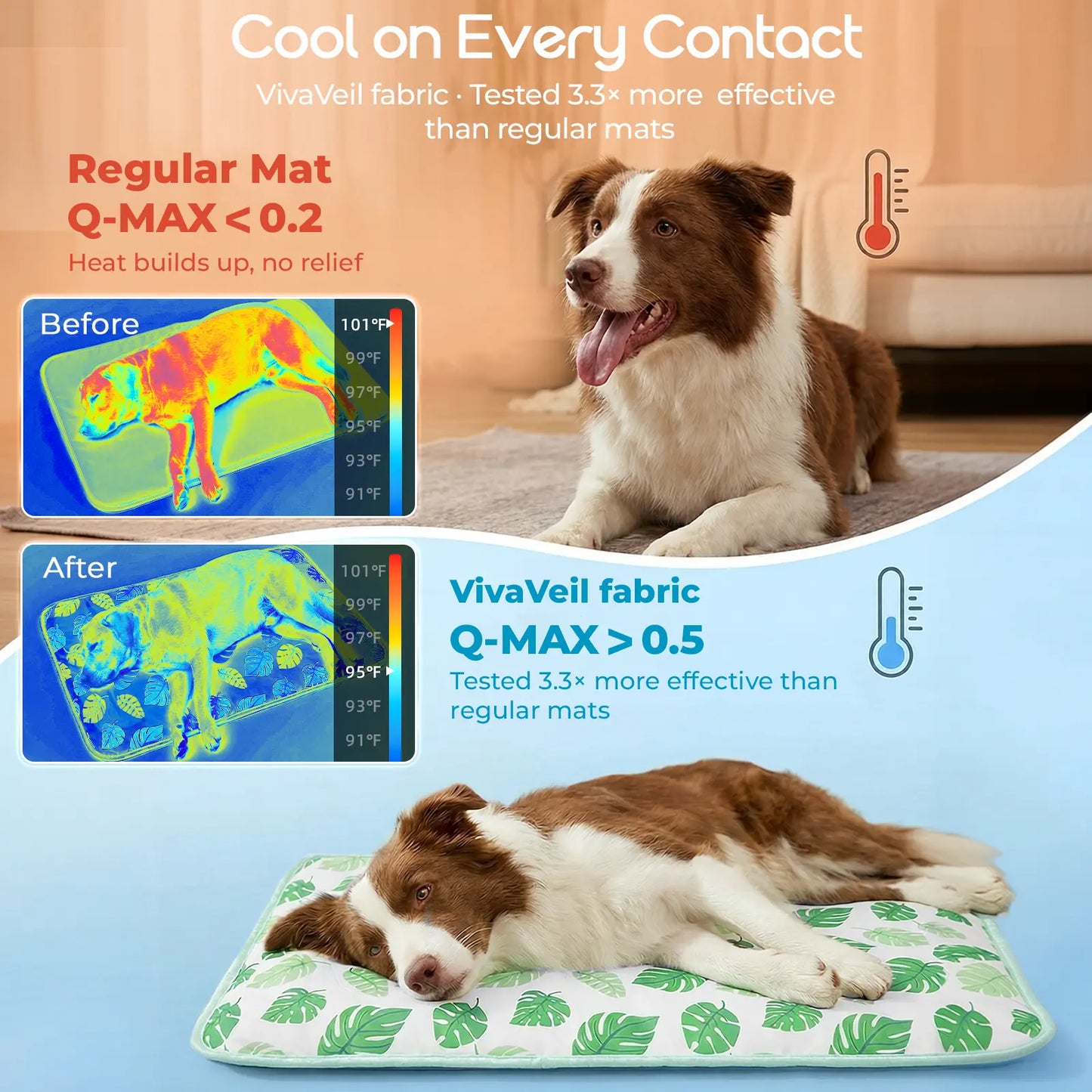 Dog Cooling Mat for Dogs & Cats, Soft Breathable Cooling Pad for Dog Bed, 23"X18" Self Cooling Crate Mat for Dogs, No Gel Washable Non-Slip Pet Cooling Mat Indoor Outdoor, Leaf