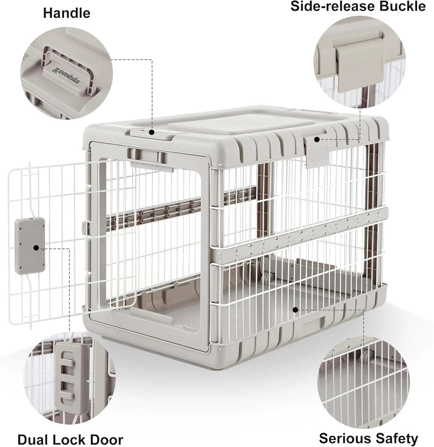 Foldable Dog Crate for Medium Dogs - 28" L Collapsible Dog Kennel No Tools Required with 4 Sides Steel Cage for Dogs Indoor, Portable Carrier with 2 Smooth Wheels for Travel