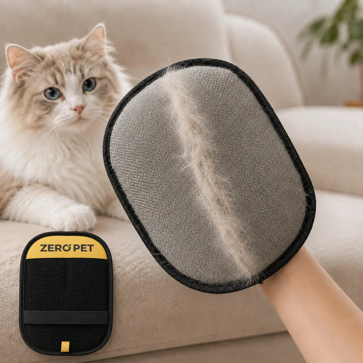 Pet Hair Remover Mitt, Electrostatic Static Pet Hair Removal Gloves, Reusable Washable Dog & Cat Fur Cleaner for Couch, Furniture, Carpet, Car Seats & Bedding