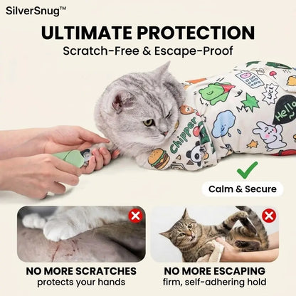 Silversnug Magic Purrito Wrap | Self-Adhesive Calming Pet Swaddle & Grooming Towel (Scratch-Proof & Fur-Free)