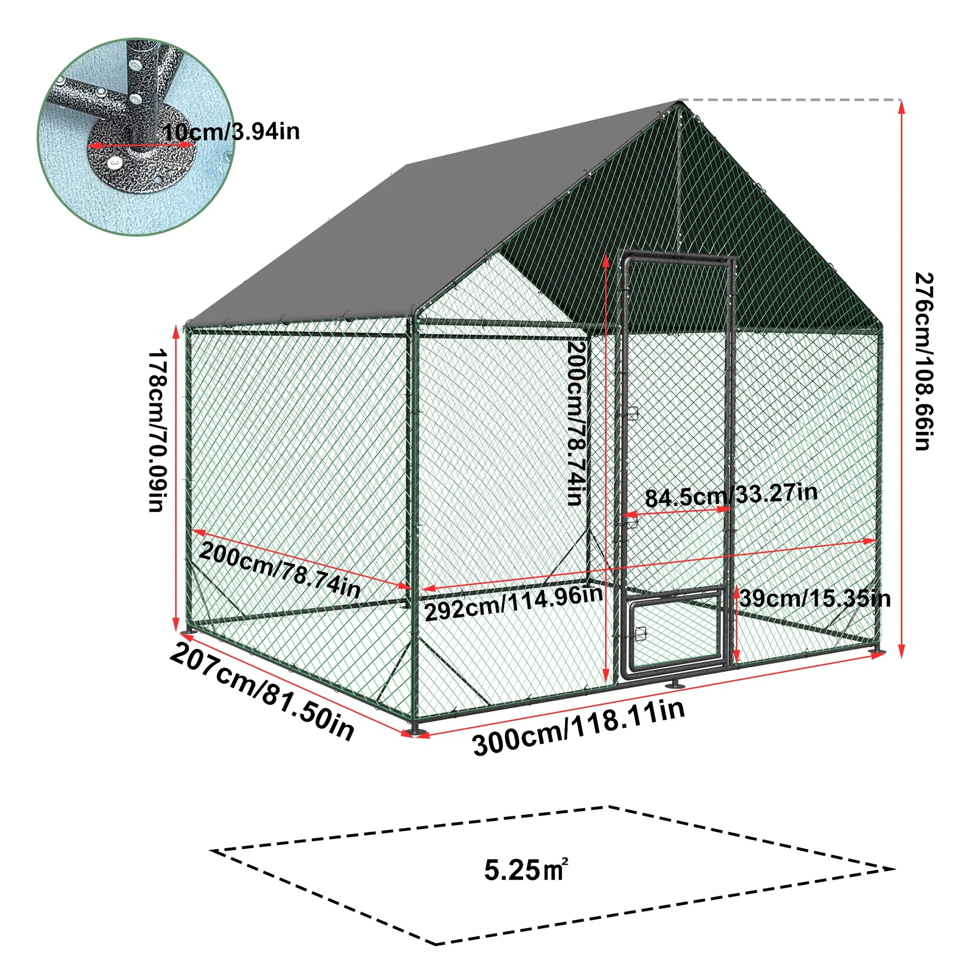 Large Outdoor Upgrade Metal Chicken Coop Walk-In Poultry Run Pen Cage Pet Duck Hen House with Nylon Netting and Cover for Yards